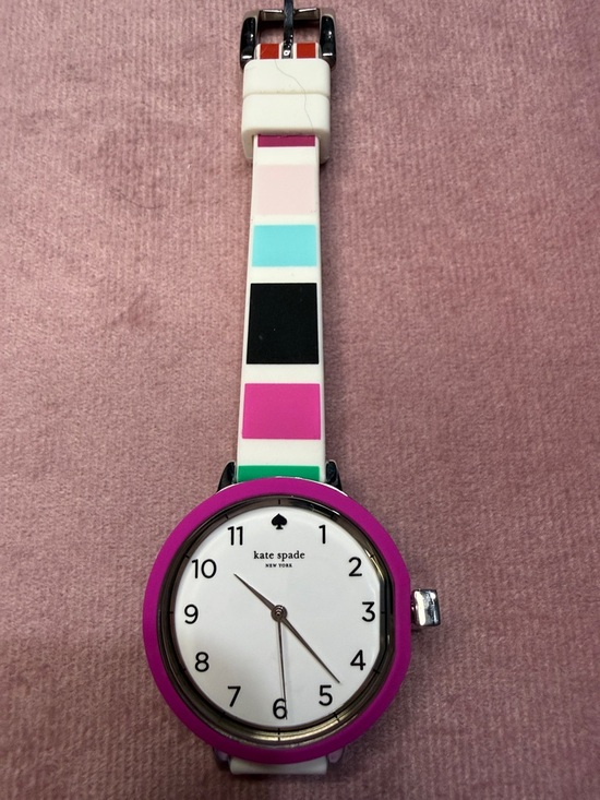 kate spade Pink Bezel Multicolor Stripe Silicone Watch main image 7